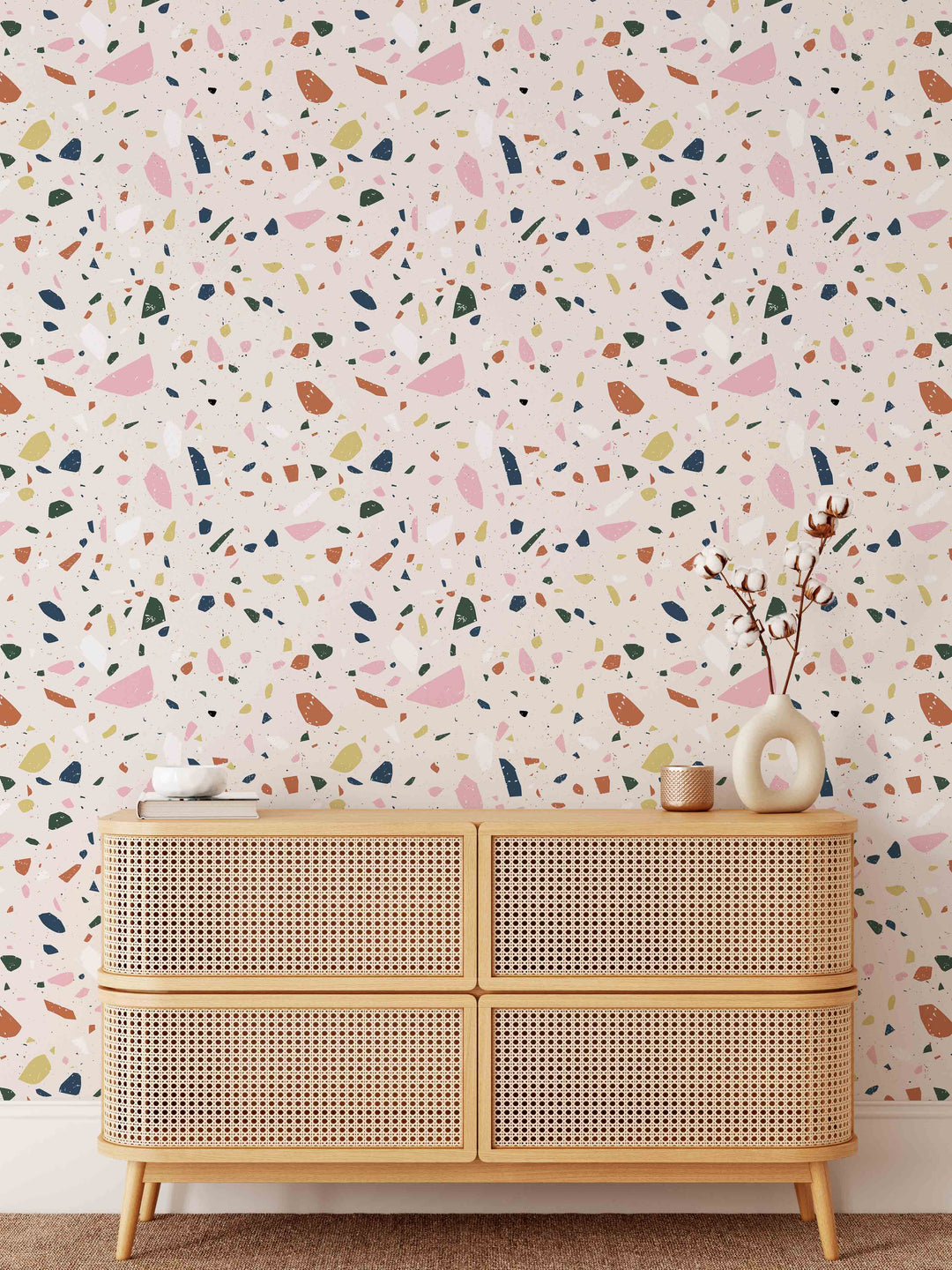 Boho Multicolor Terrazzo Wallpaper