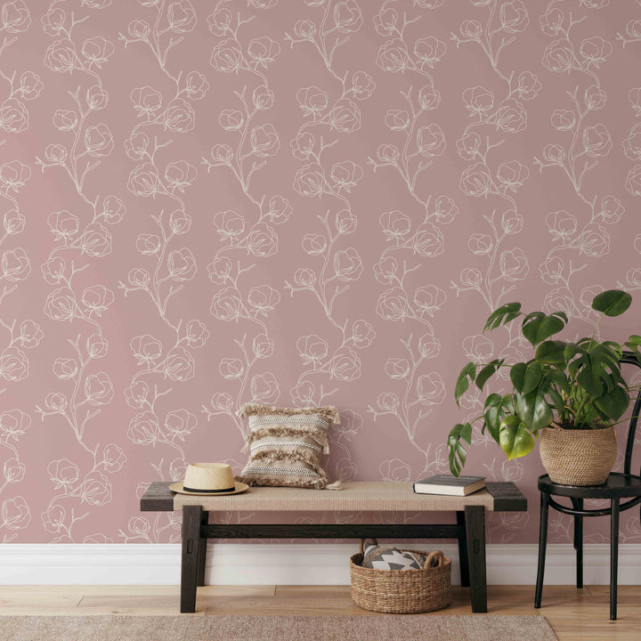 Delicate Little Flowers Wallpaper | Peel and Stick Wallpaper | Koko Art Shop
