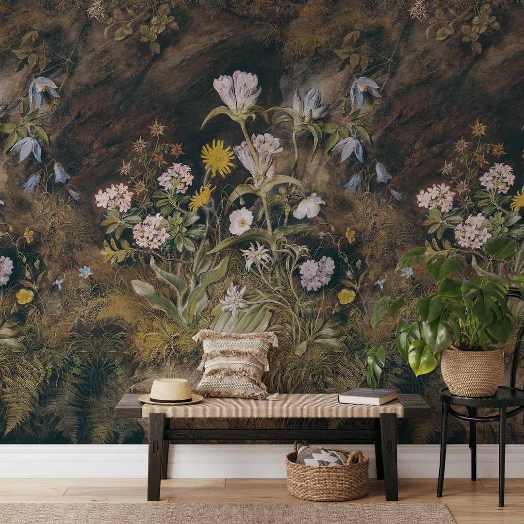 Dark Floral Vintage Mural