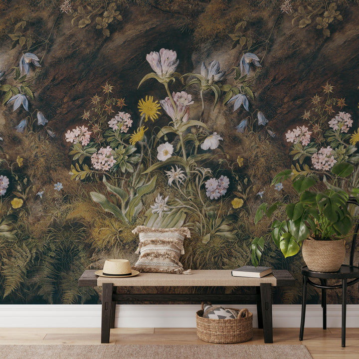 Dark Floral Vintage Mural