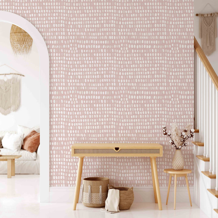 Papel pintado Patrón moteado en rosa suave