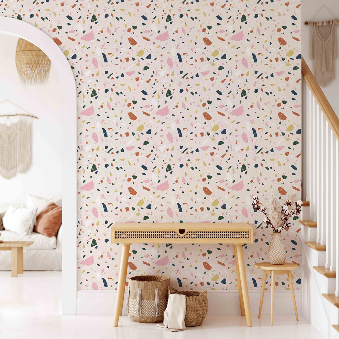 Boho Multicolor Terrazzo Wallpaper