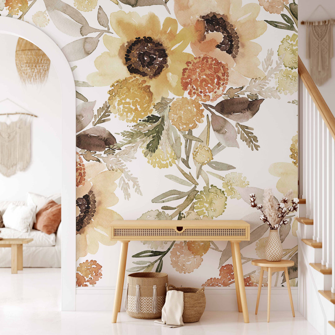 Sunflowers Watercolor Mural