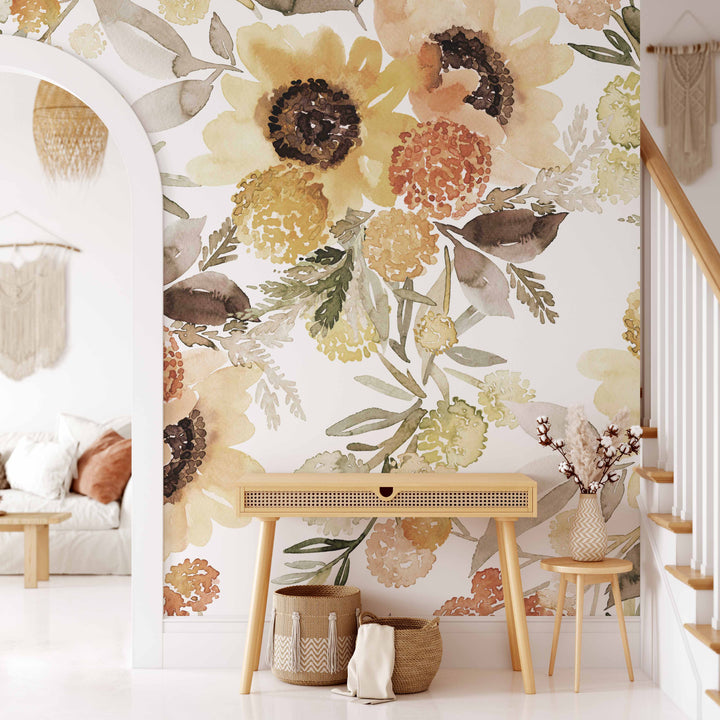 Sunflowers Watercolor Mural