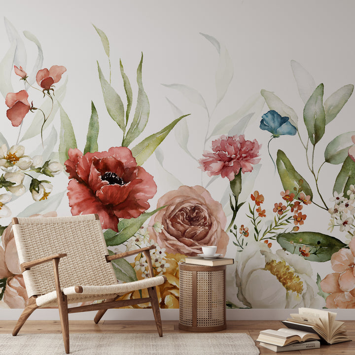 Mural de jardín romántico salvaje