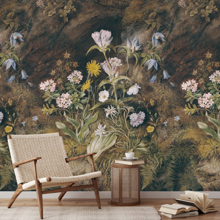 Dark Floral Vintage Mural