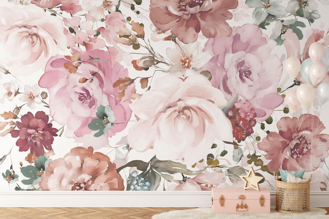 Delicate Pinky Floral Mural