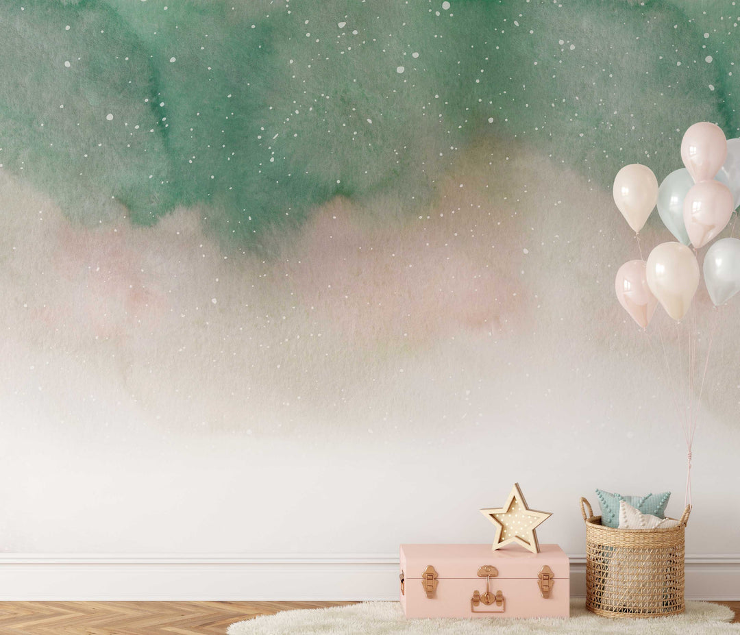 Green and Blush Ombre Mural