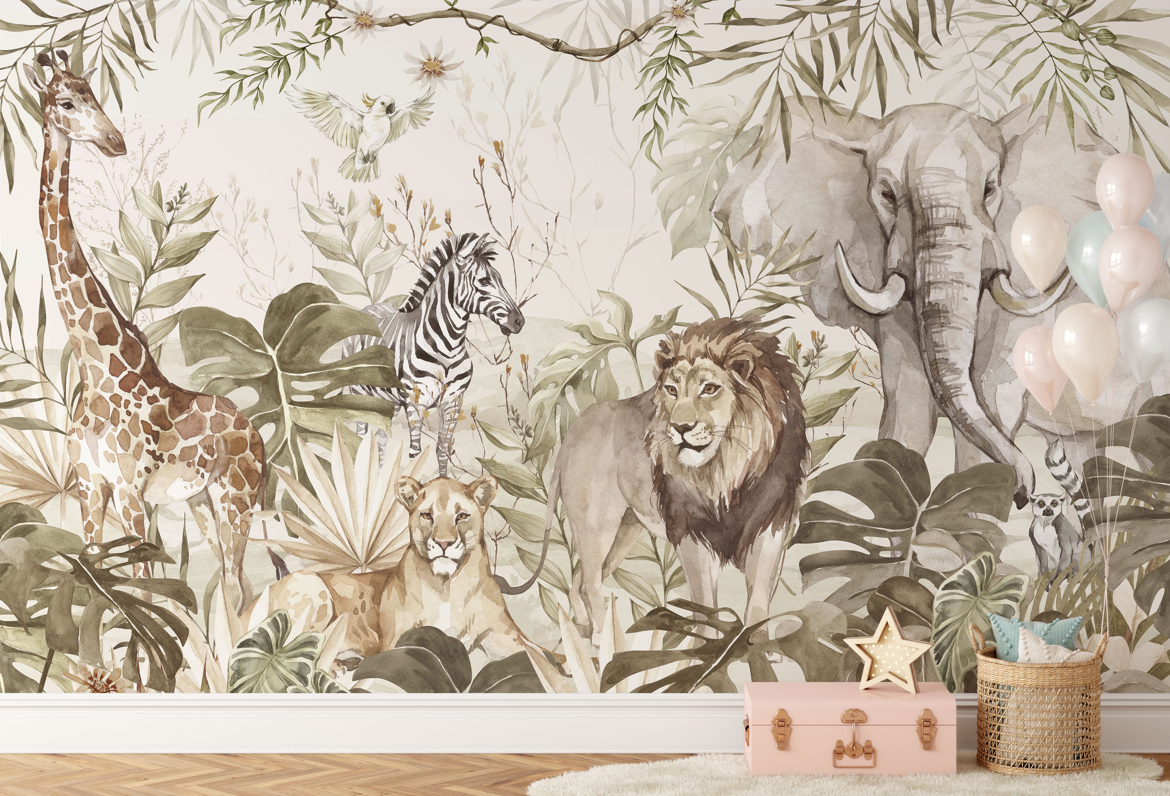 African Jungle Safari Wallpaper Mural – Koko Art Shop