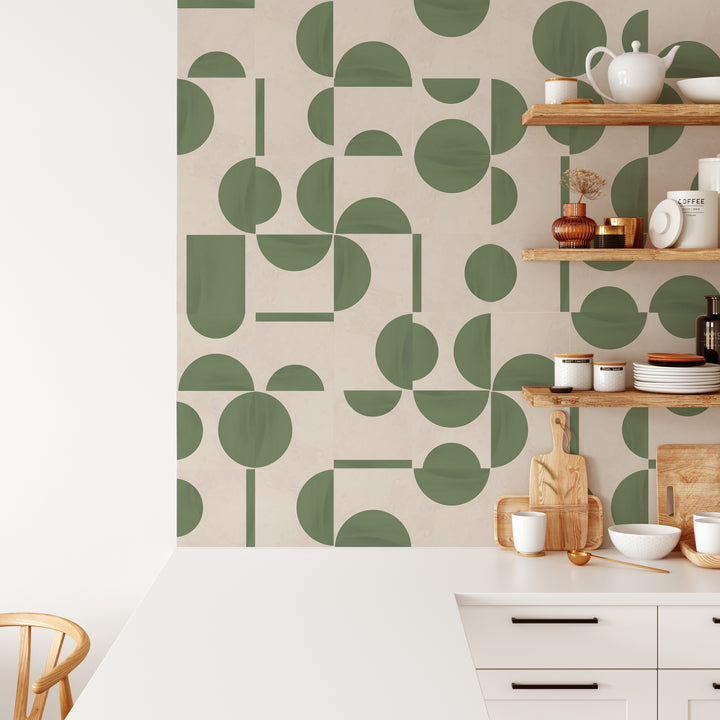 Paquete de pegatinas de vinilo con calcomanías de azulejos verdes boho