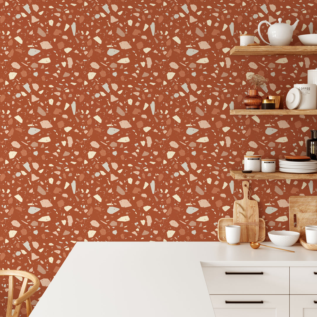 Terracotta Terrazzo Wallpaper