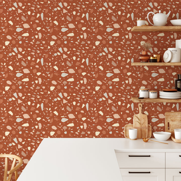 Terracotta Terrazzo Wallpaper