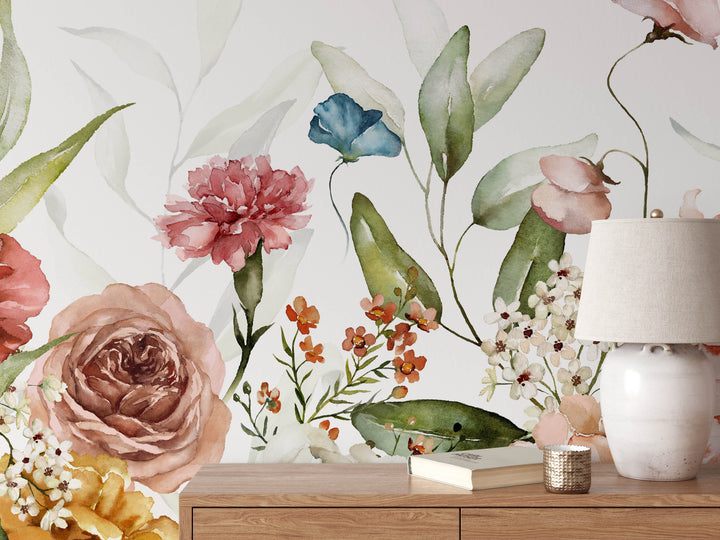 Mural de jardín romántico salvaje