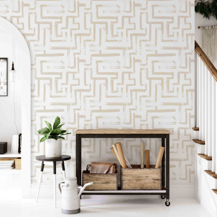 Neutral Hazelnut Maze Wallpaper