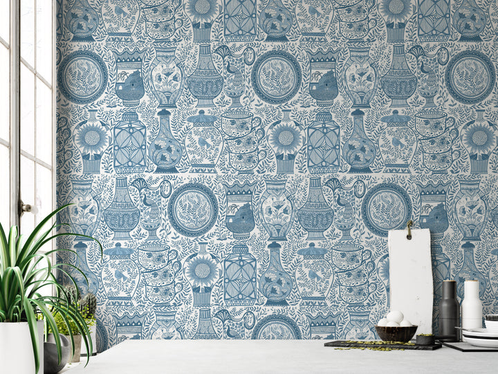 Chinoiserie with Vases Wallpaper