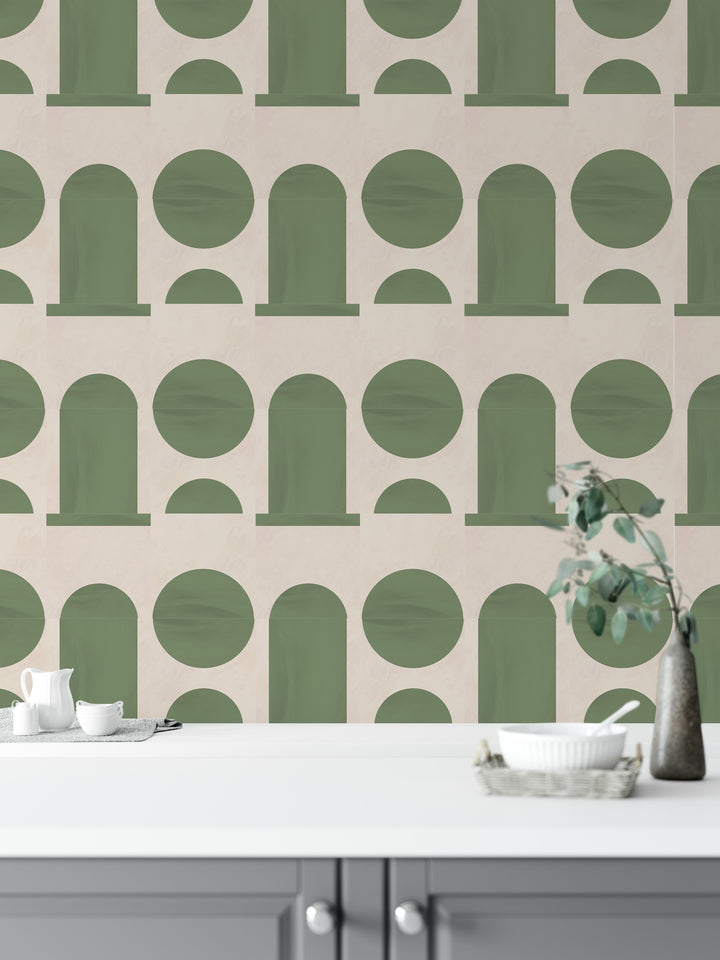 Paquete de pegatinas de vinilo con calcomanías de azulejos verdes boho