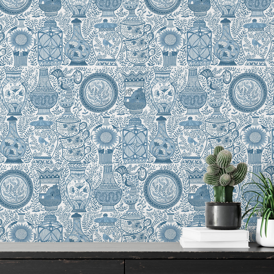 Chinoiserie with Vases Wallpaper