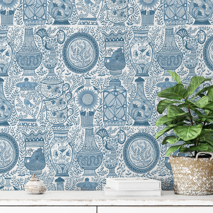 Chinoiserie with Vases Wallpaper