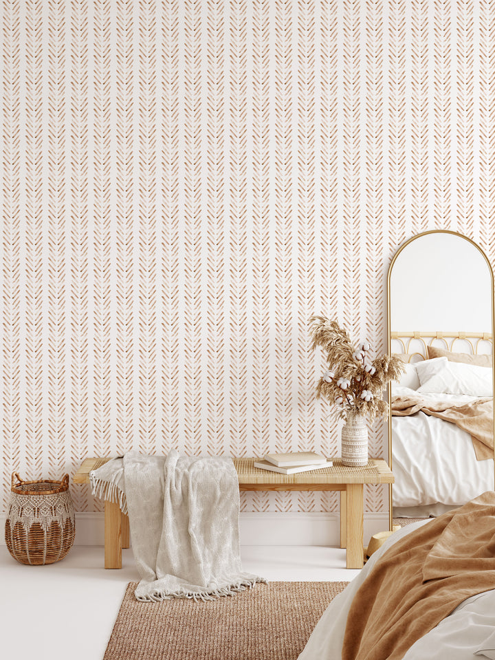 Boho Herringbone Terracotta Wallpaper