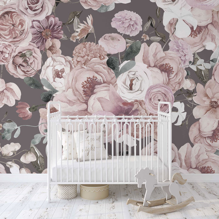 Mauve Wildflowers Wallpaper Mural