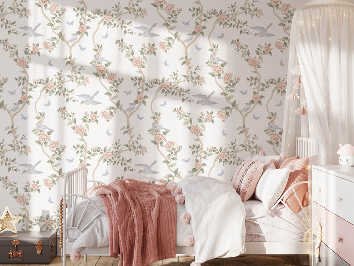 Le Tariche Chinoiserie Mural in Pastels and White - Studio Exclusive