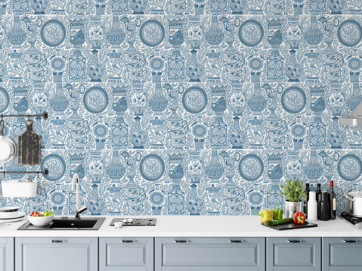 Chinoiserie with Vases Wallpaper