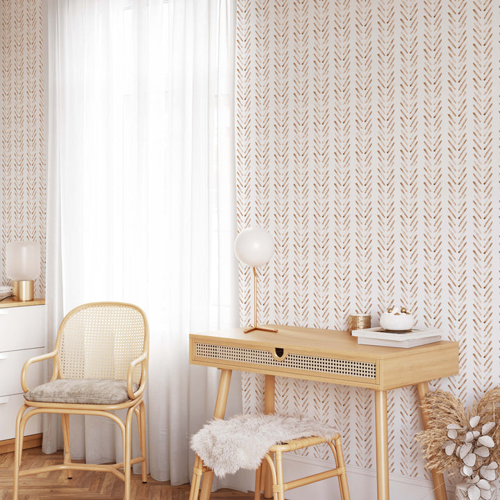 Boho Herringbone Terracotta Wallpaper