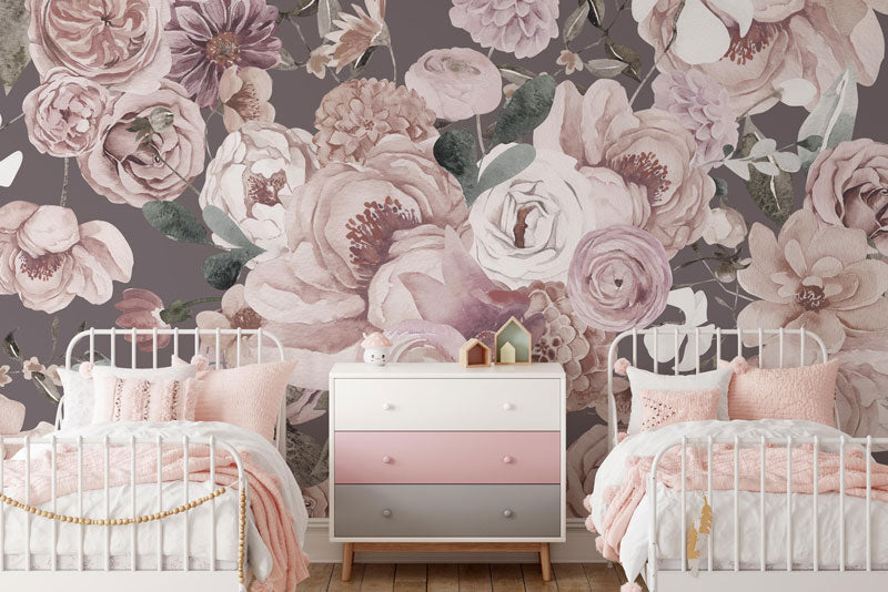 Mauve Wildflowers Wallpaper Mural