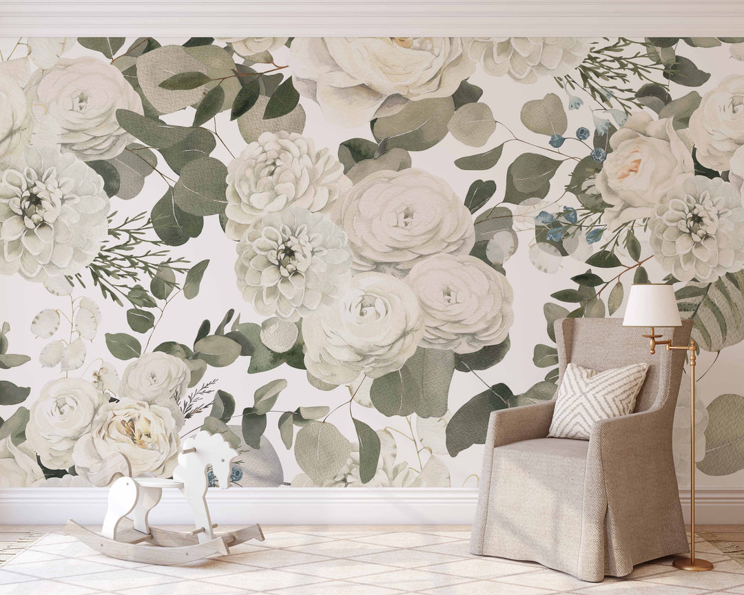 Magical Eucalyptus and Roses Mural