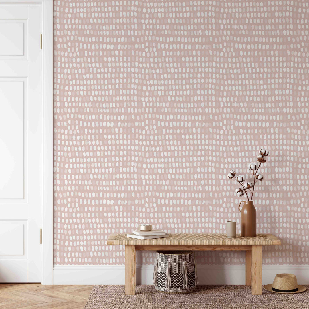 Papel pintado Patrón moteado en rosa suave