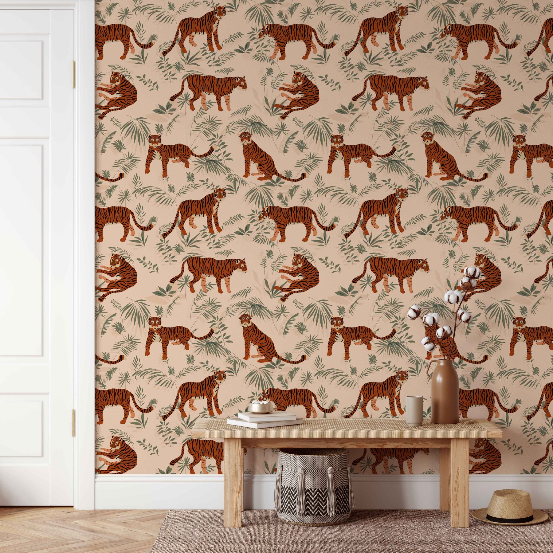 Neutral Tiger Wallpaper – Koko Art Shop
