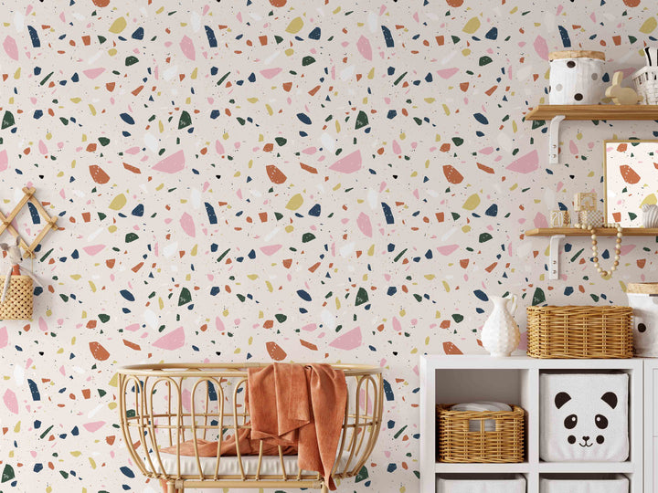 Boho Multicolor Terrazzo Wallpaper