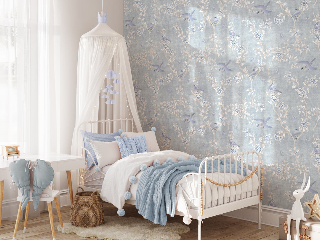 Le Tariche Chinoiserie Mural in Light Blue