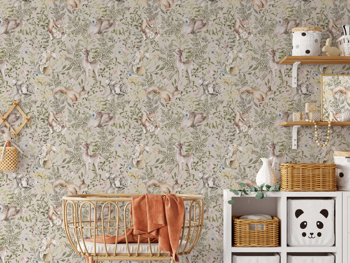 Woodland Forest Neutral Wallpaper