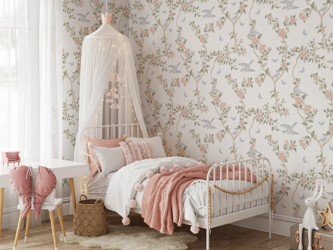 Le Tariche Chinoiserie Mural in Pastels and White - Studio Exclusive