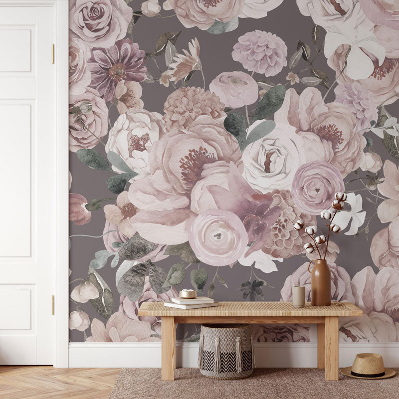 Mauve Wildflowers Wallpaper Mural