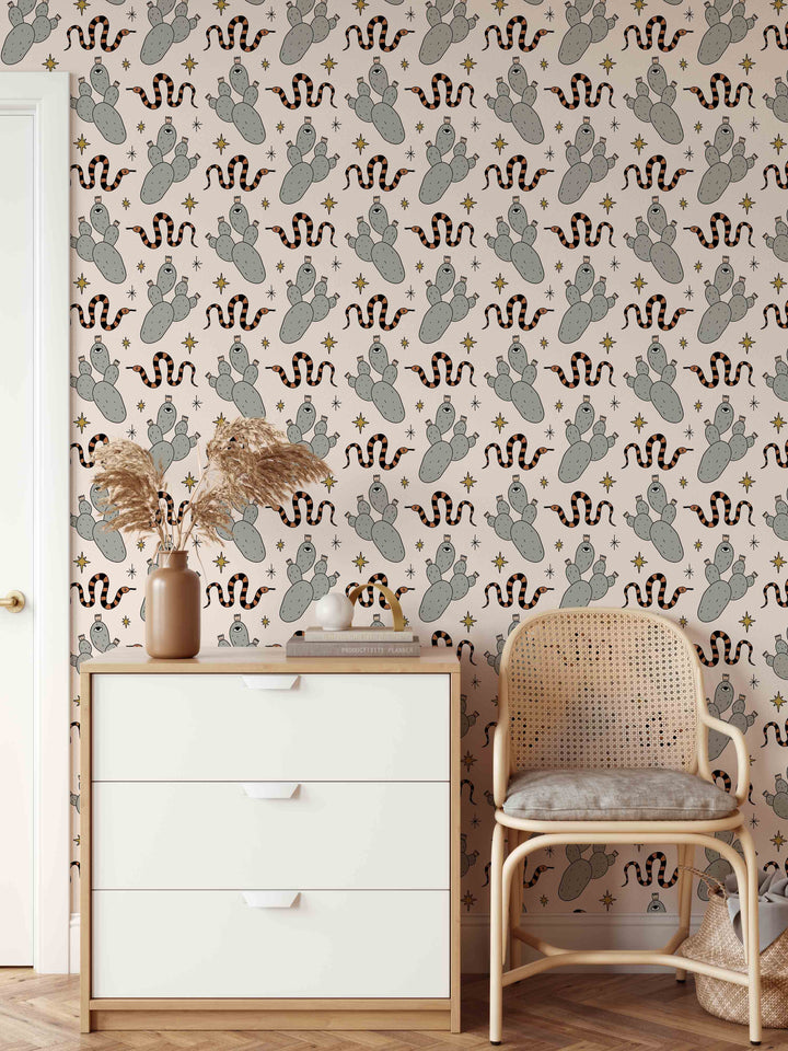 Snakes with Cactus Wallpaper