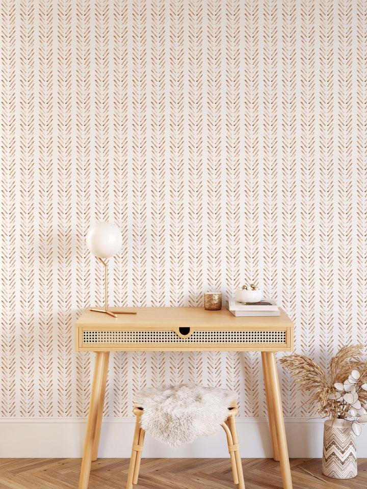 Boho Herringbone Terracotta Wallpaper