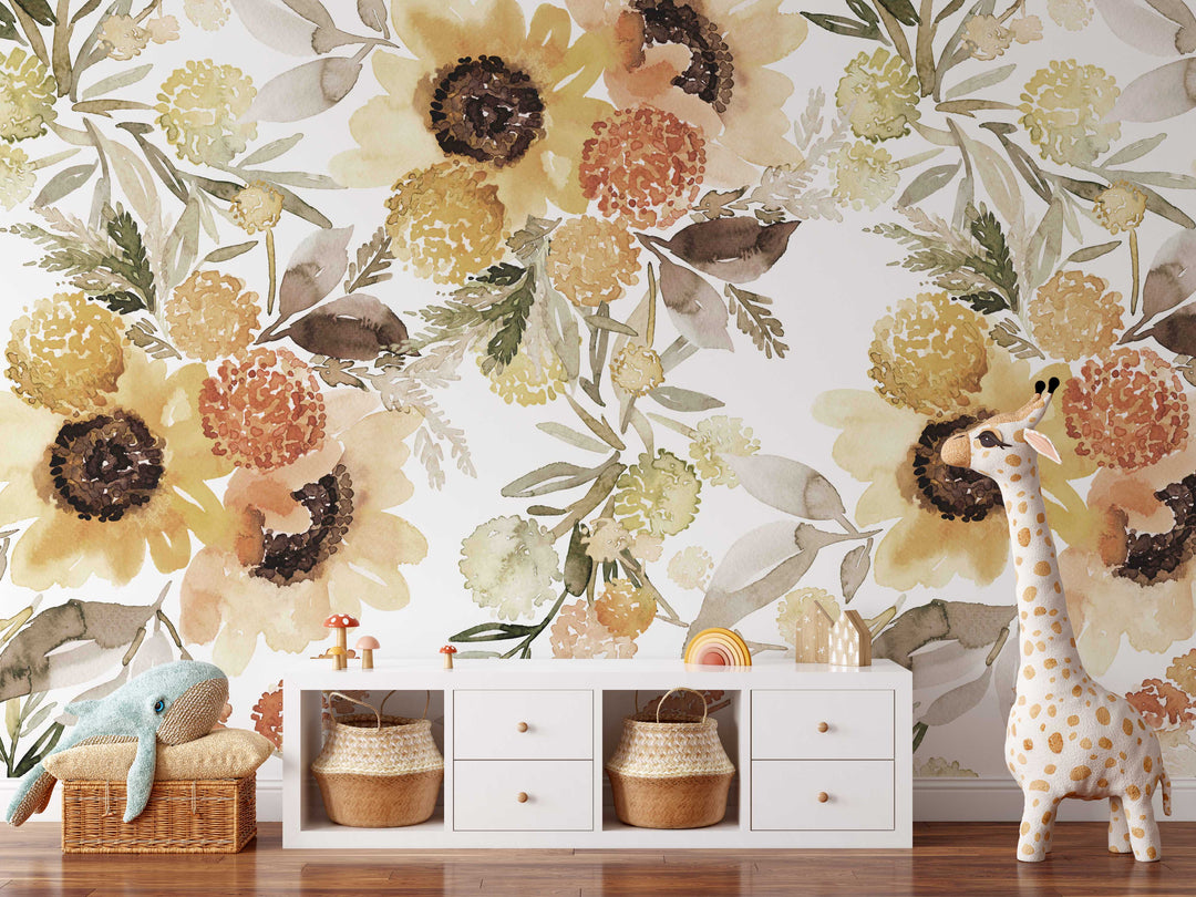 Sunflowers Watercolor Mural