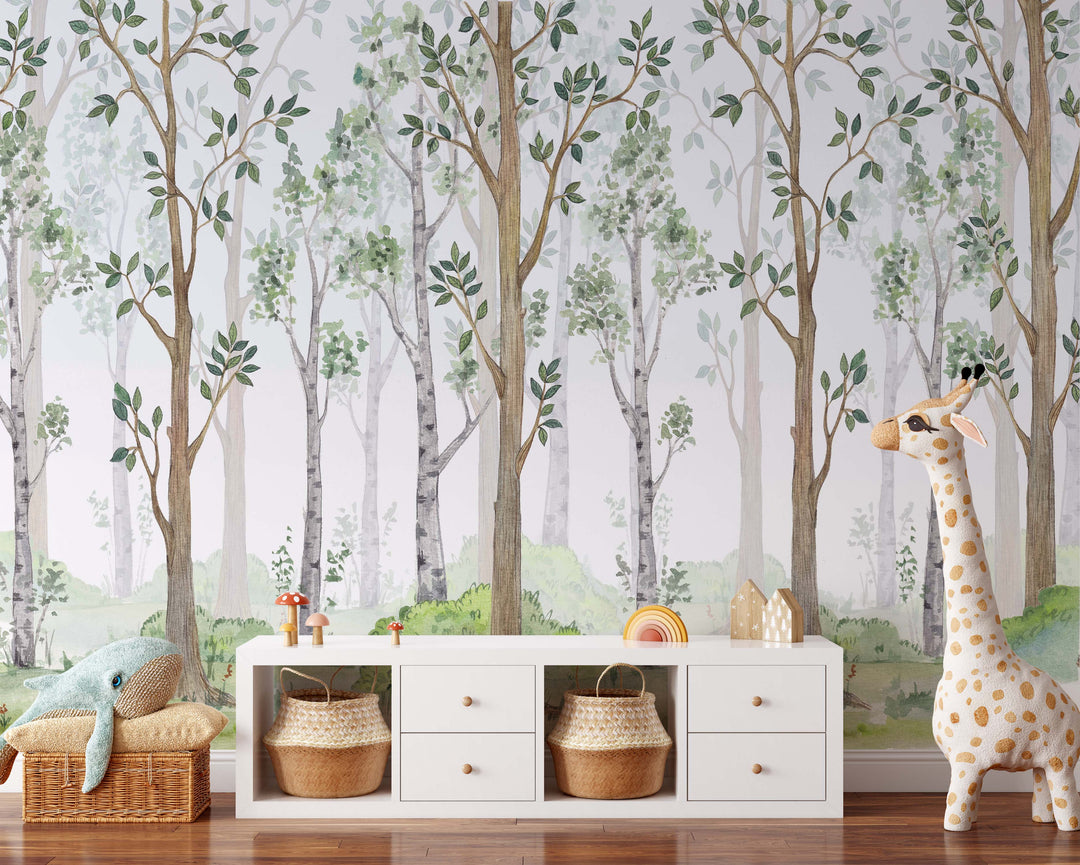 Woodland Forest Trees Mural