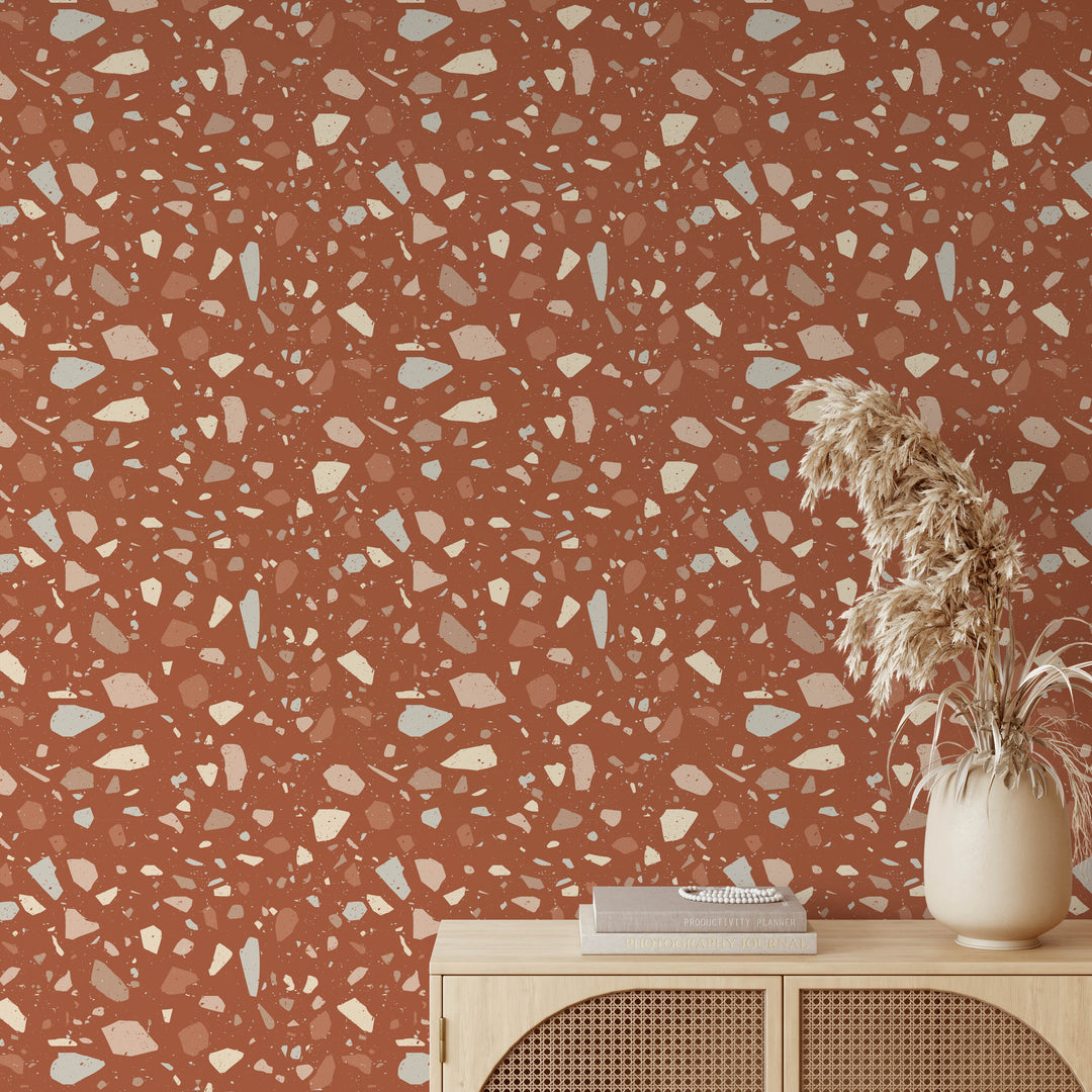 Terracotta Terrazzo Wallpaper