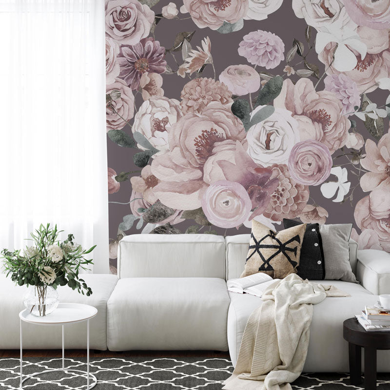 Mauve Wildflowers Wallpaper Mural