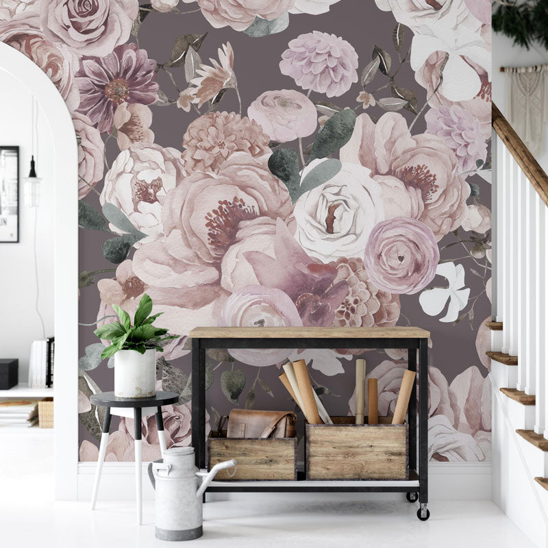 Mauve Wildflowers Wallpaper Mural