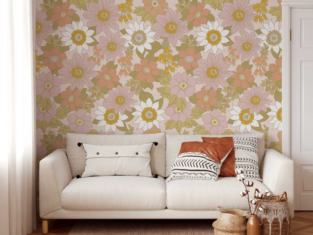 Floral Seventies Vibes Wallpaper Mural