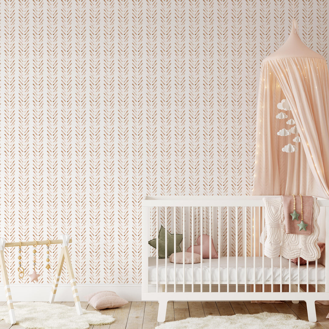 Boho Herringbone Terracotta Wallpaper