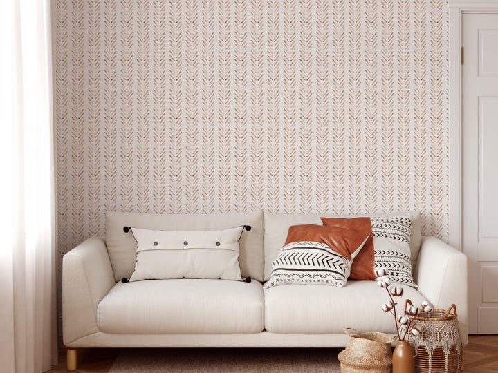 Boho Herringbone Terracotta Wallpaper