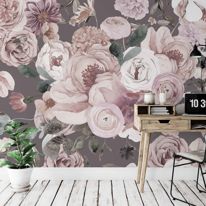 Mauve Wildflowers Wallpaper Mural