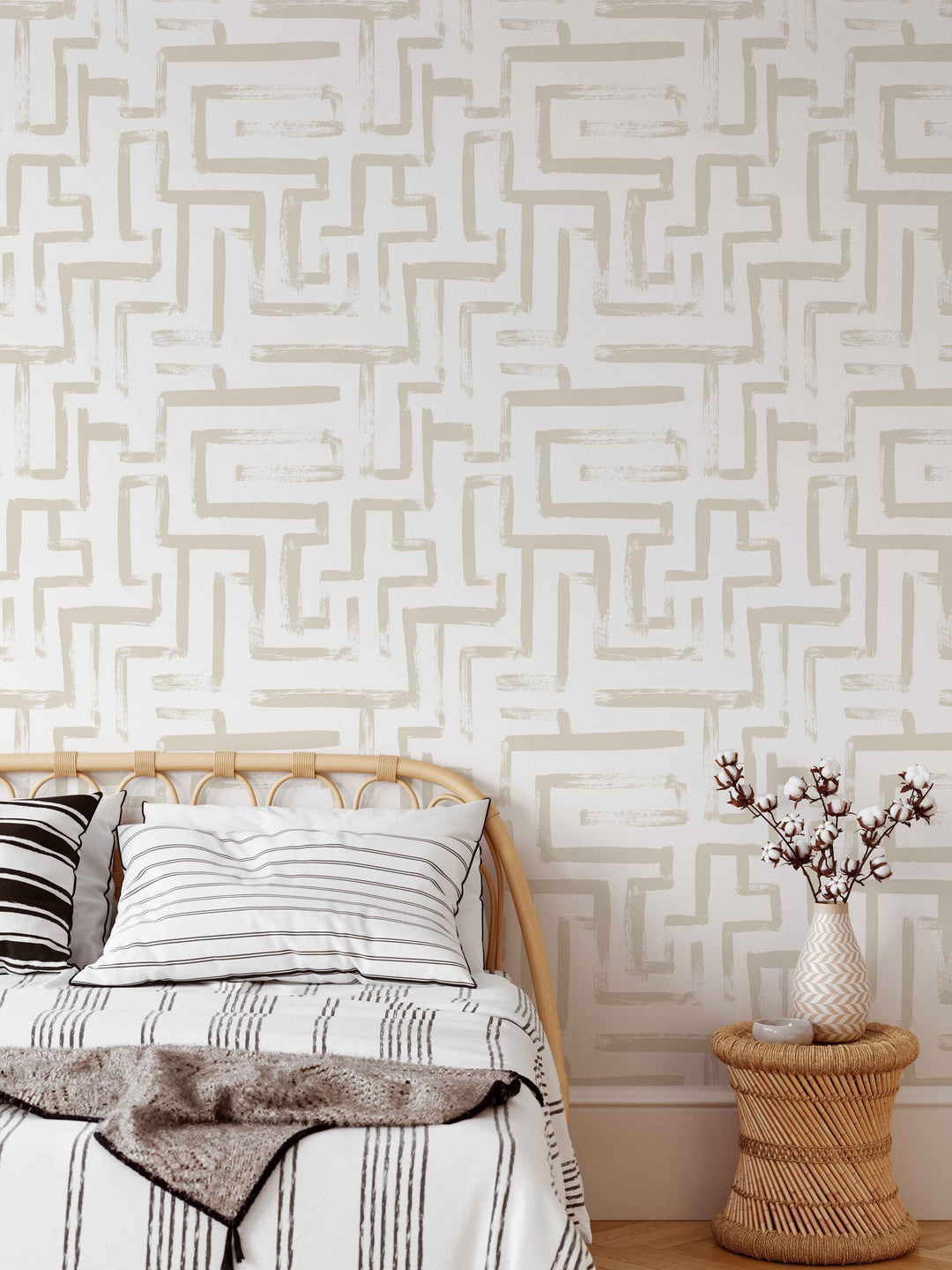 Neutral Hazelnut Maze Wallpaper