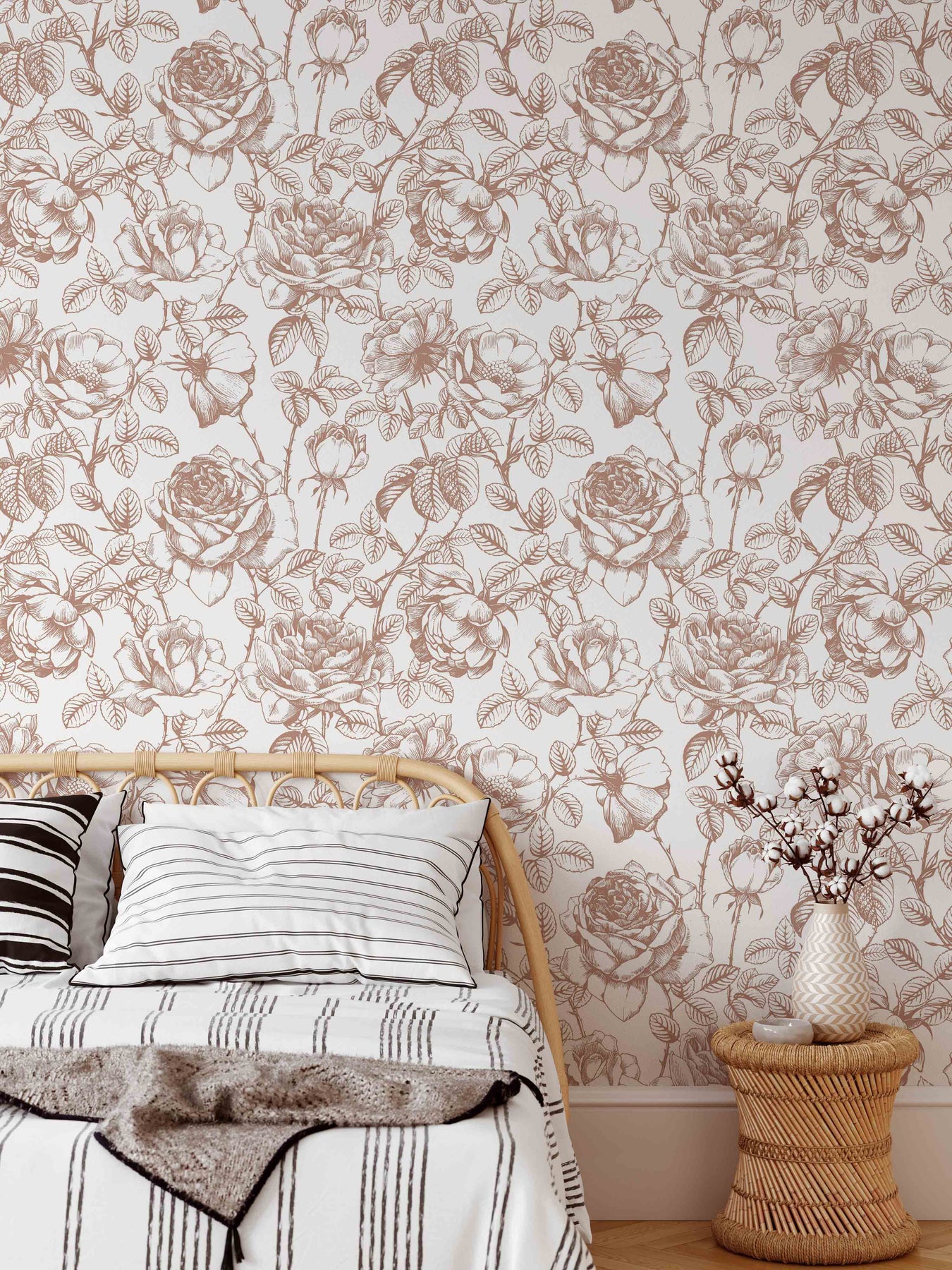 rose wallpaper bedroom