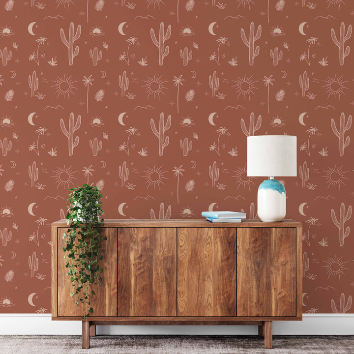 Arizona Wallpaper in Terracotta
